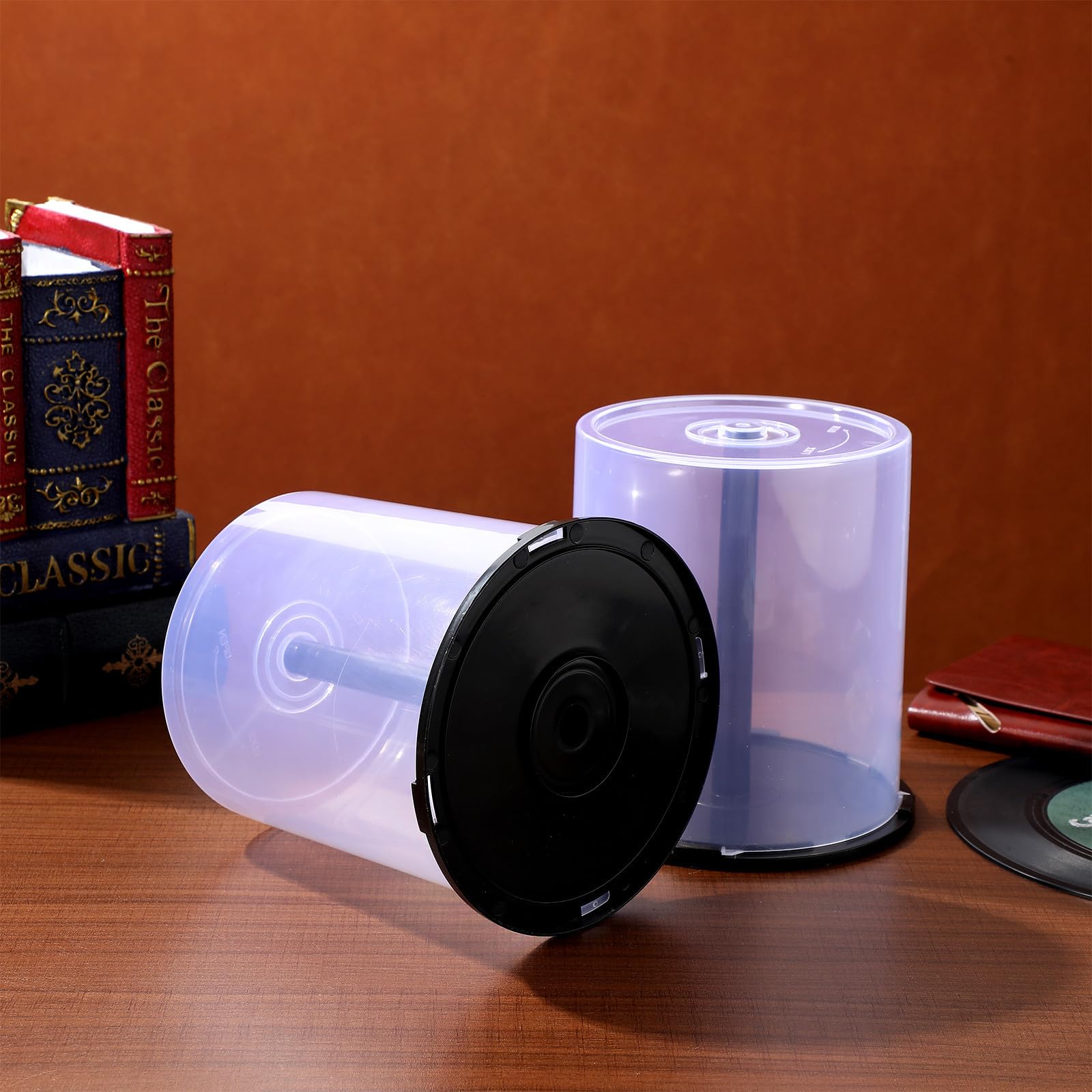 Cubos de almacenamiento de CD, material de polipropileno duradero, capacidad de 100, 2 soportes de DVD que ahorran espacio para una organización eficiente de medios domésticos