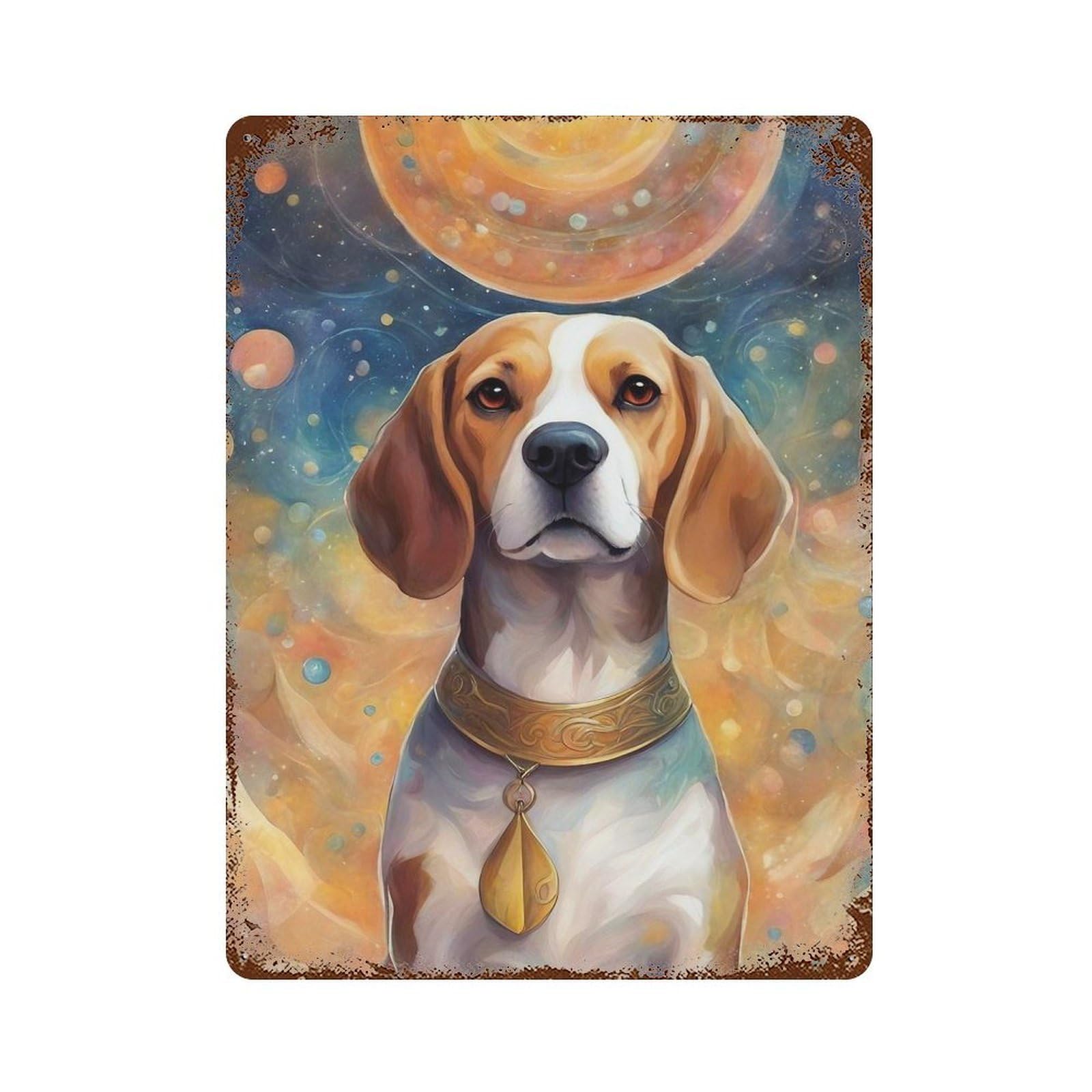 Rustic Tin Plaque Dog000109 15.7"x11.8", Rustic Home Decor for Office, Studio And Wall Decor