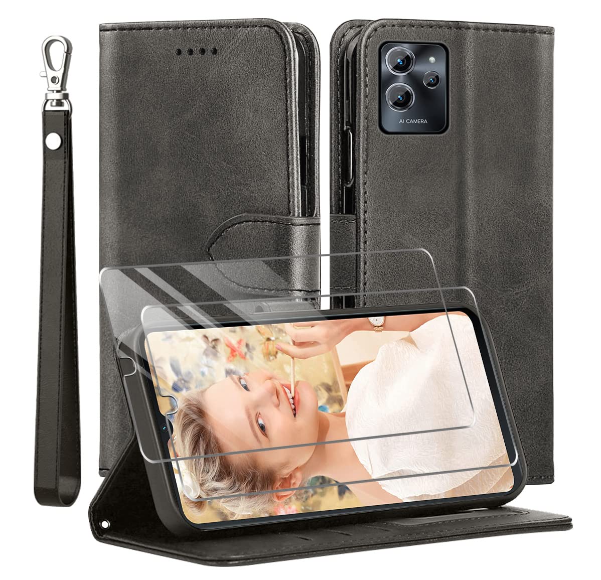 TIANYUE Custodia per Oukitel C32, Premium Flip Custodia con
