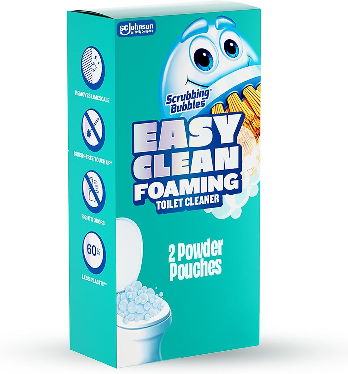 Scrubbing Bubbles Limpiador espumoso para inodoros de fácil limpieza, bolsas en polvo fáciles de colocar, 100 g (2 bolsas)