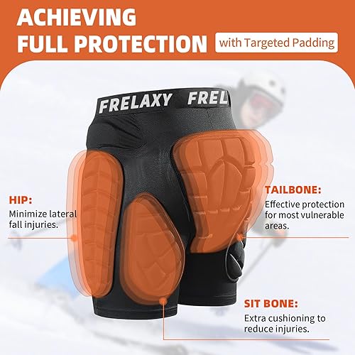 Miniatura 2 de Frelaxy Pantalones cortos acolchados con protección 3D para snowboard, patinaje y esquí, almohadilla de snowboard para glúteos, protección para
