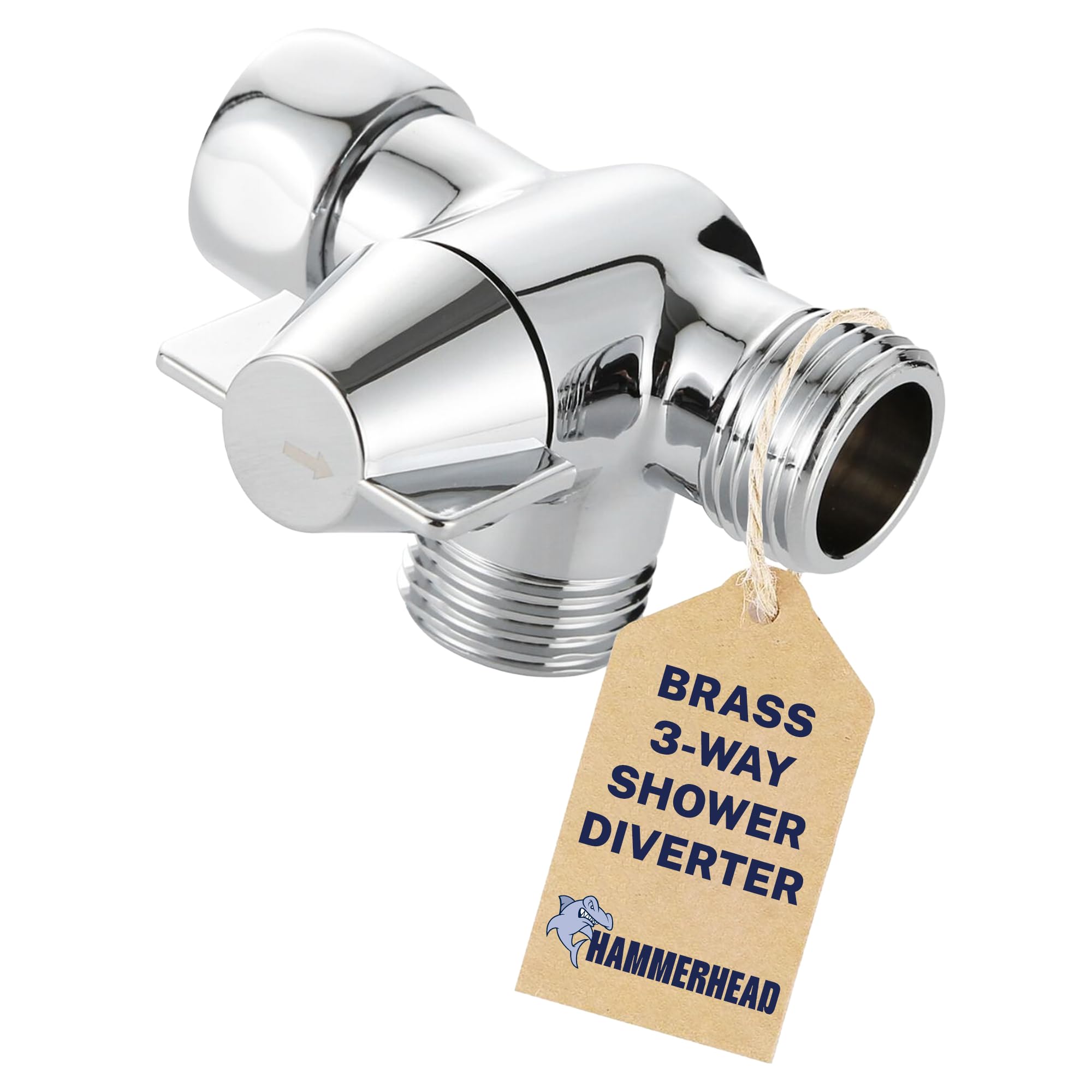 All Metal 3 Way Shower Diverter Valve - Shower Arm Diverter Connects Both Fixed and Hand Held Showerheads to Shower Arm - Shower Diverter 3 Way for Dual Shower Head - Shower Splitter 2 Way - Chrome