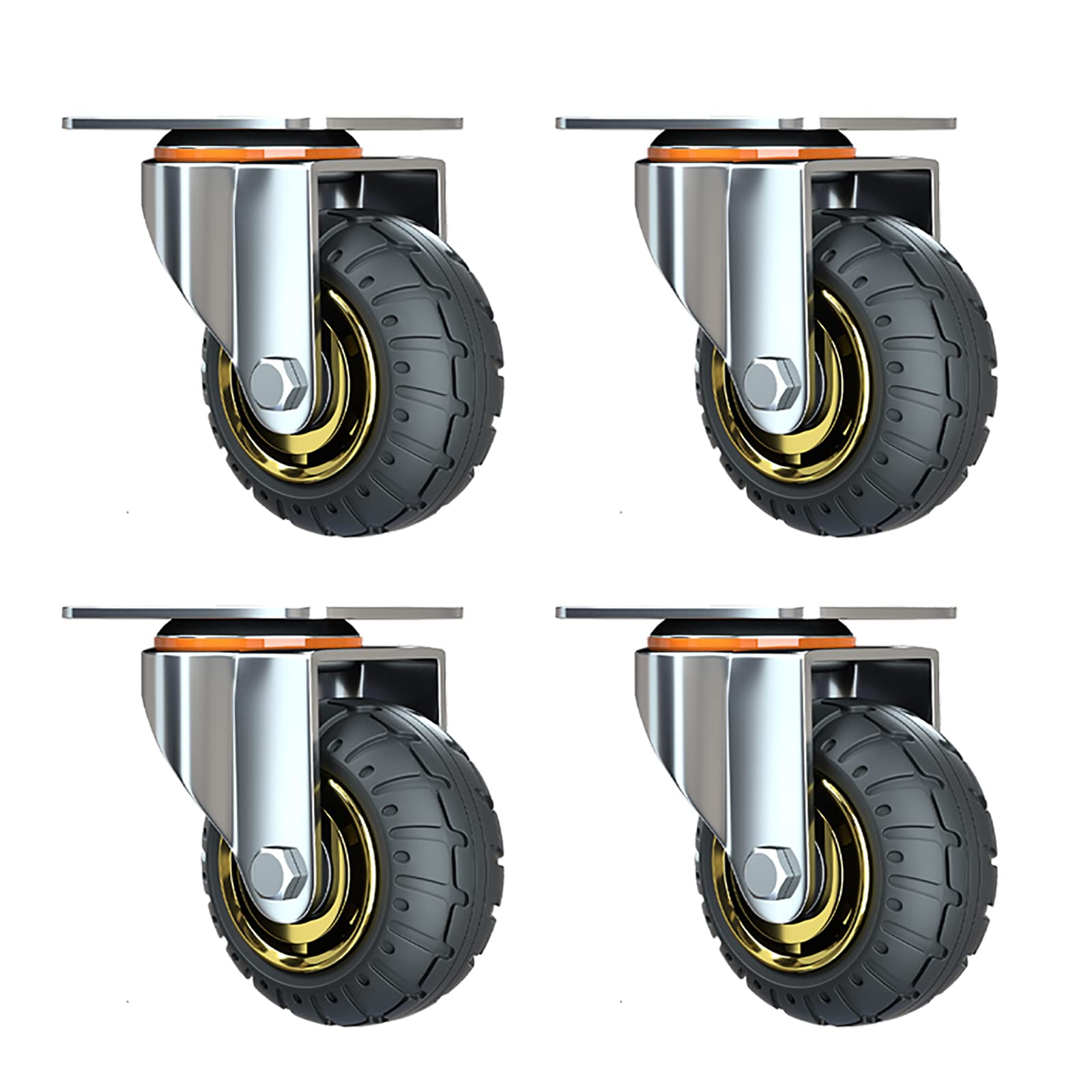 Roulettes robustes en caoutchouc lot de 4 avec frein pour charge de 450 kg