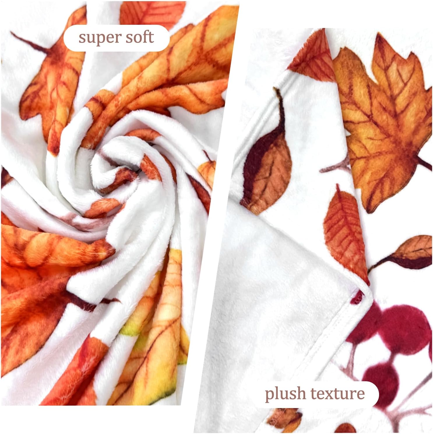 Fall Throw Blankets Fall Maple Leaf Thanksgiving Flannel Soft Blanket for Couch Bed Sofa Living Room Decor Blankets 50"x 60"