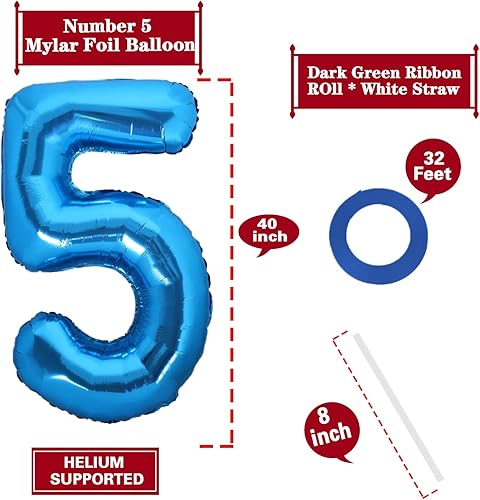 Miniatura 3 de Globo de 40 pulgadas con el número 5 para decoraciones de cumpleaños número 5 de 15, 25, 35, 50, de Mylar grande y negro, para decoración de fiesta