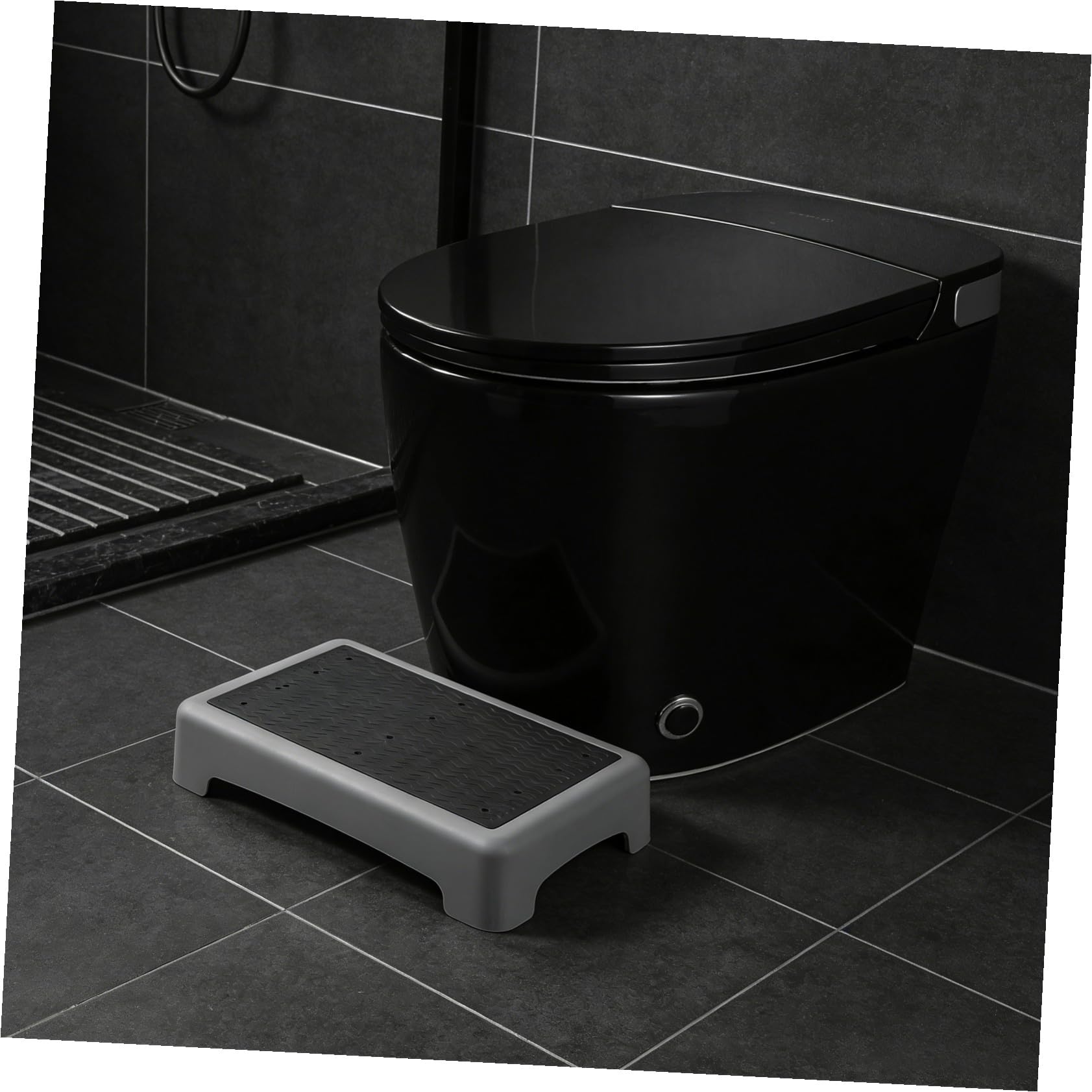 KICHOUSE Rutschfester Kunststoff Trittschemel 44x34cm für Senioren mit Ergonomischem Komfort als Fußhocker im Badezimmer und Badewanne