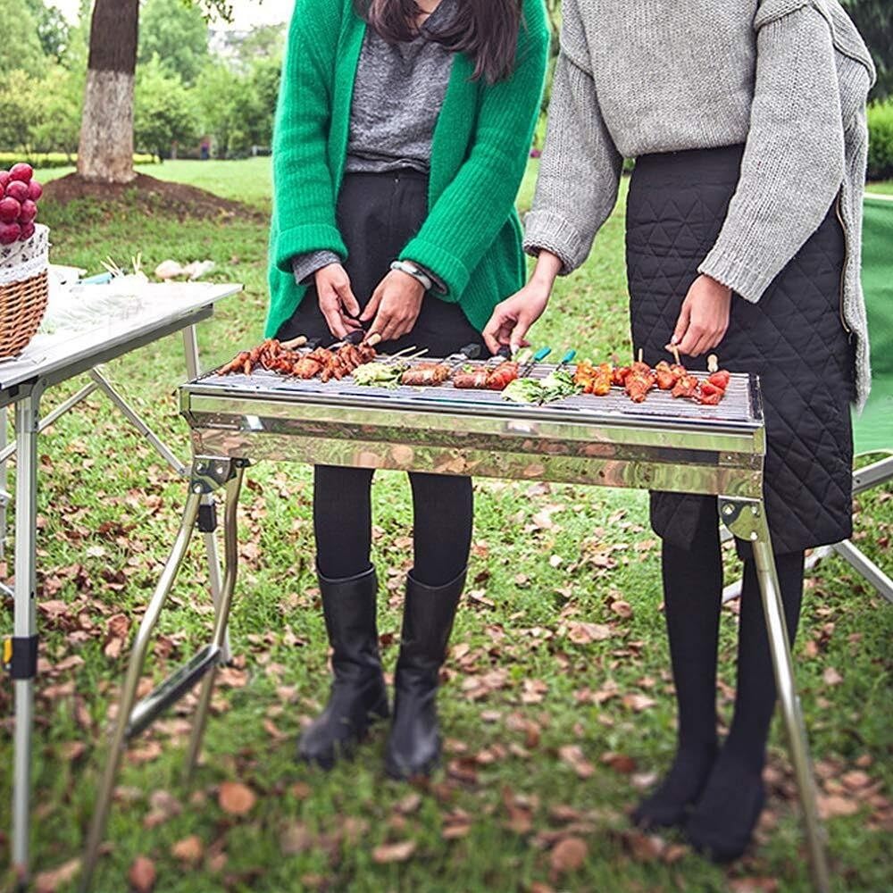 Przenośny grill na węgiel drzewny - grill na węgiel drzewny grill na węgiel drzewny przenośny składany stalowy grill kempingowy - antypoślizgowy składany grill BBQ (73 x 33,5 x 70 cm) (73 x 33,5 x 70