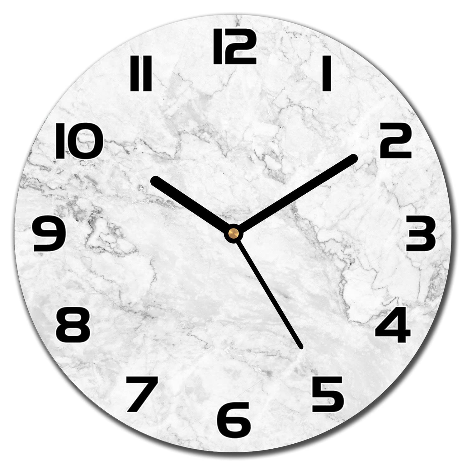 Horloge en verre pour decoration salon moderne Coloray avec motif marbre