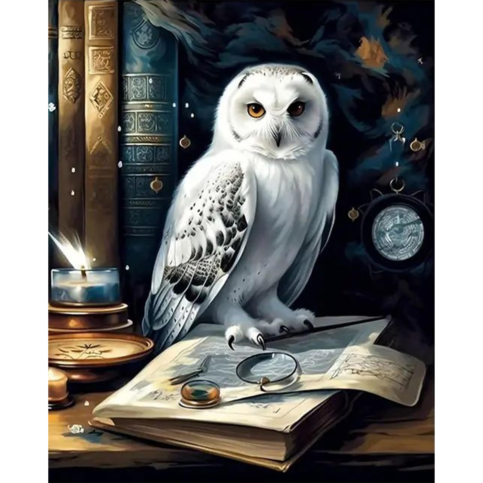 Beginner DIY Acrylic Paint by Numbers Kit Owl 16x20in Frameless Clear Canvas