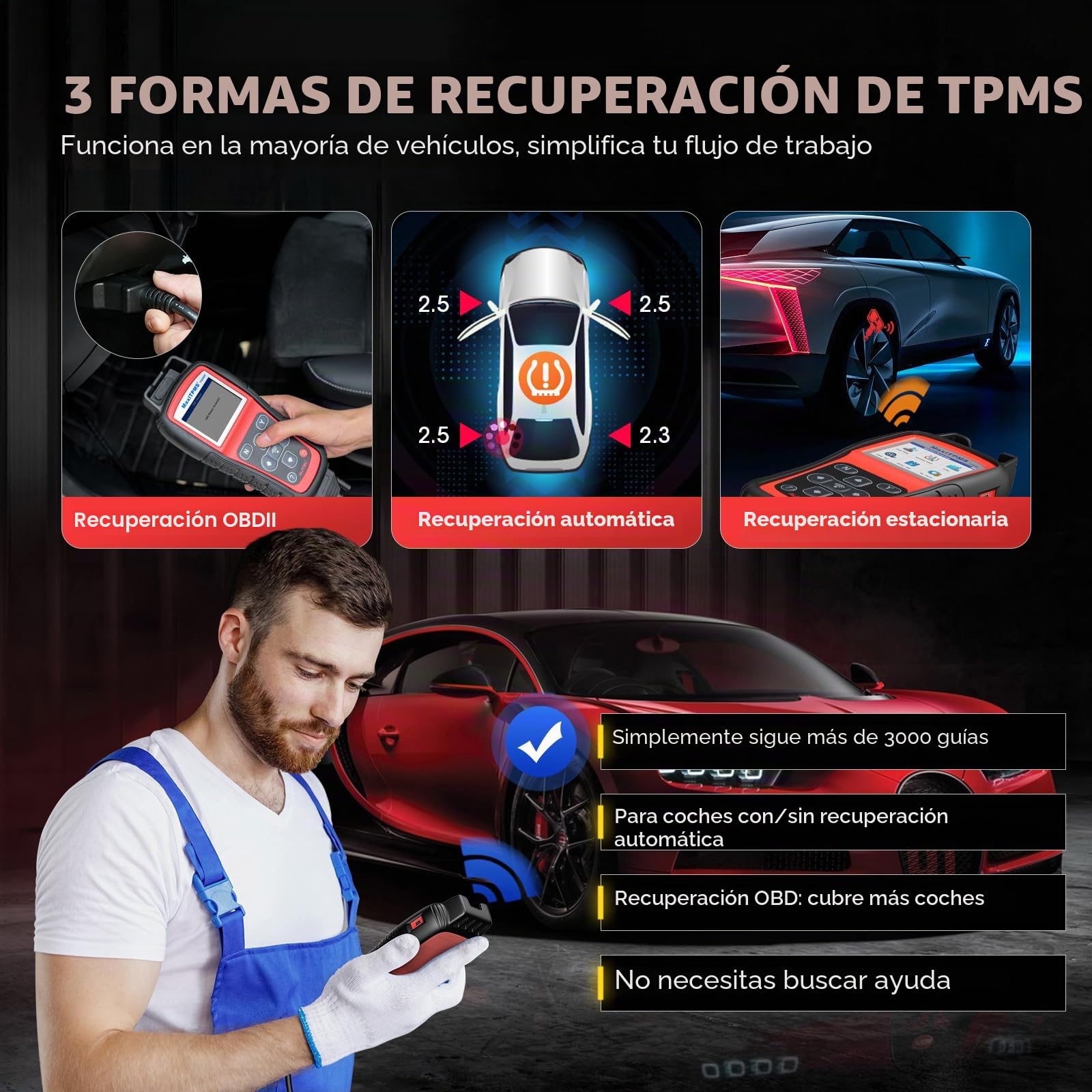 Autel MaxiTPMS TS508WF Herramienta Programación TPMS, 2026 WiFi Ver. TS501Pro TS408S TS508WFK, Programa Autel MX-Sensor, Reinicio/Reaprendizaje/Activación Todo Sensor, Lectura Borrado DTCs