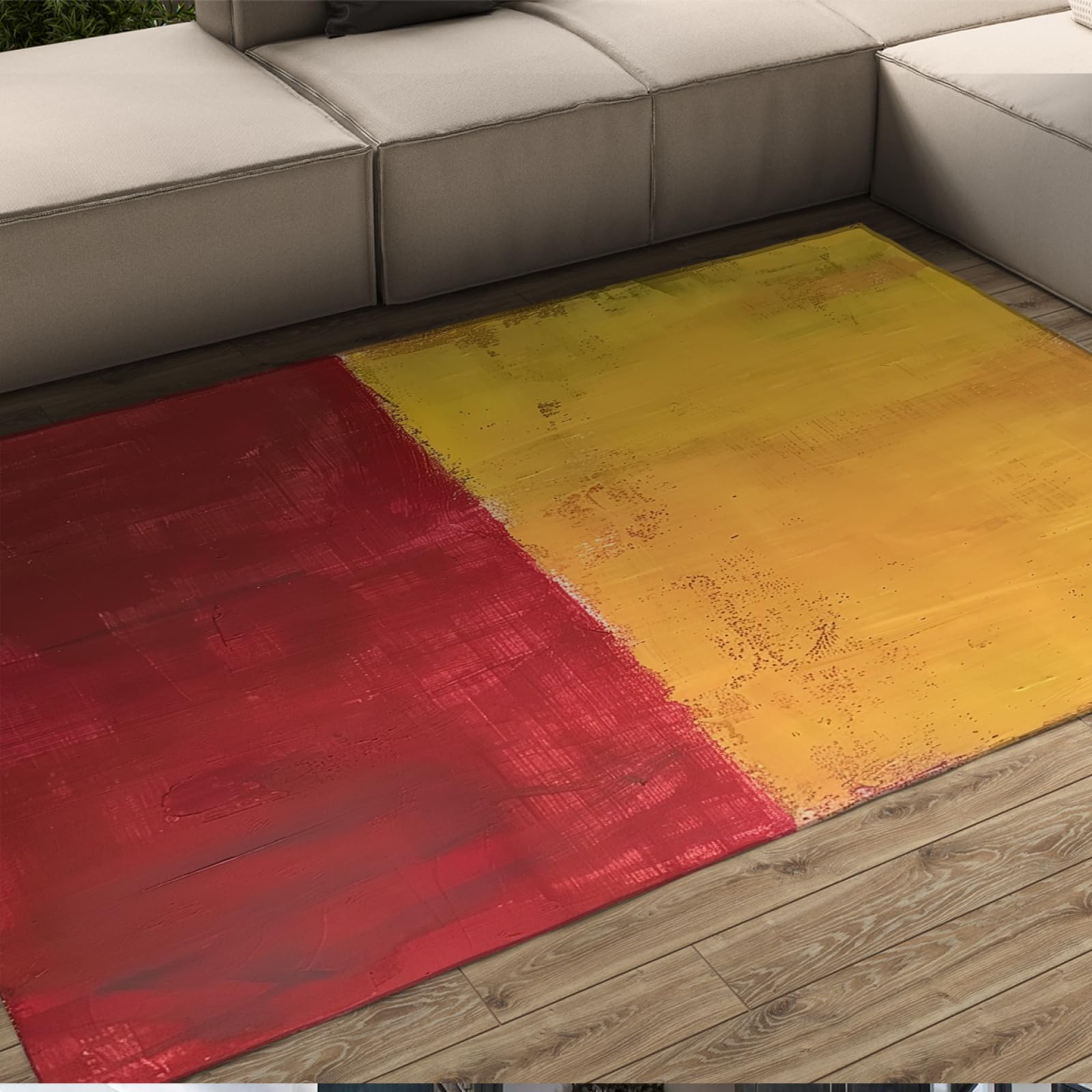 Tapis de sol Rothko rouge jaune 150x240cm lavable pour éviter les taches de cuisine