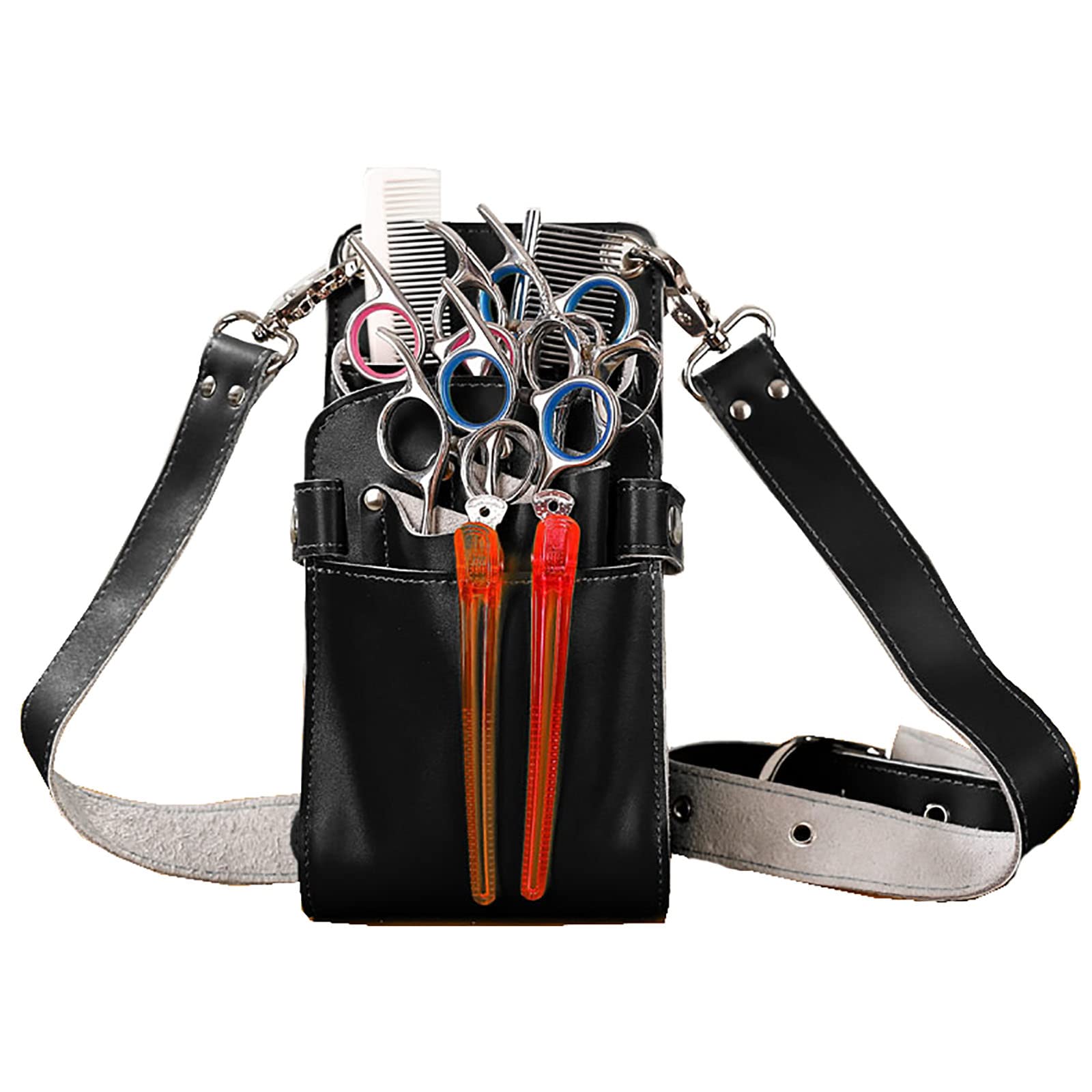 vrfvsdasAAS Hairdressing Tools Waist Bag, Genuine Leather Hairdresser Scissors Pouch Holster,Salon Hair Stylist Hairdressing Tools Waist Belt Bag(A)