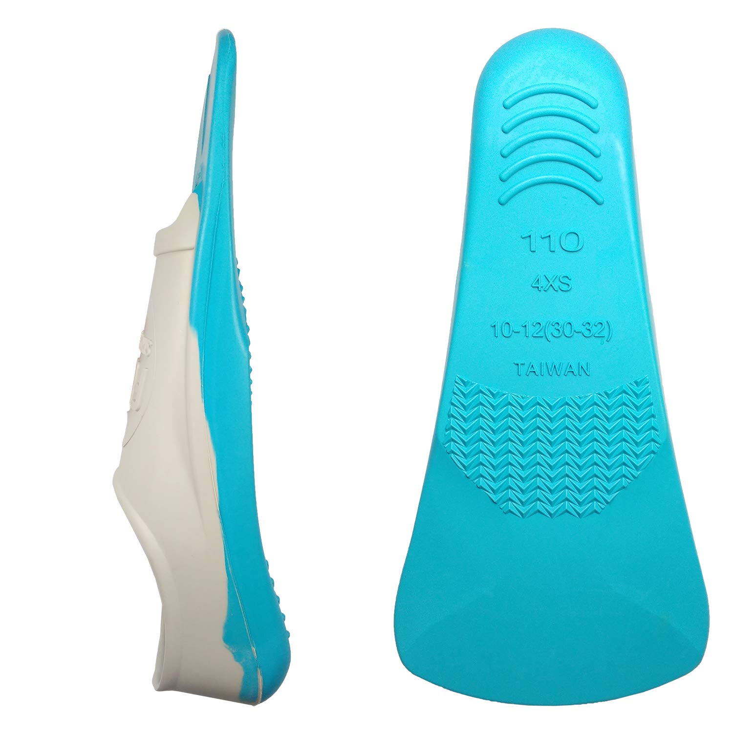 Flow - Aletas de goma de alta calidad para entrenamiento de natación y regazo, tallas juveniles para niños, hombres jóvenes y mujeres (XXXXS 10-12 (aguamarina)