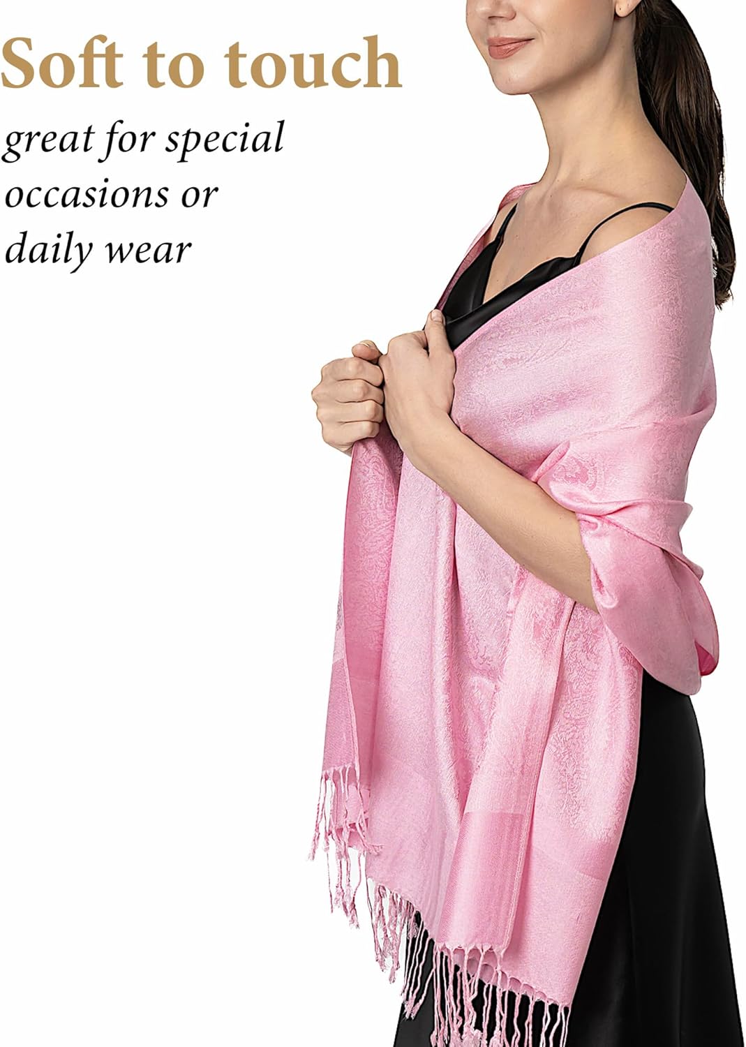 Achillea Two-Tone Vintage Paisley Pashmina Scarf – Lightweight Wrap & Shawl for Dresses, Weddings, Travel, All Seasons - Image 2