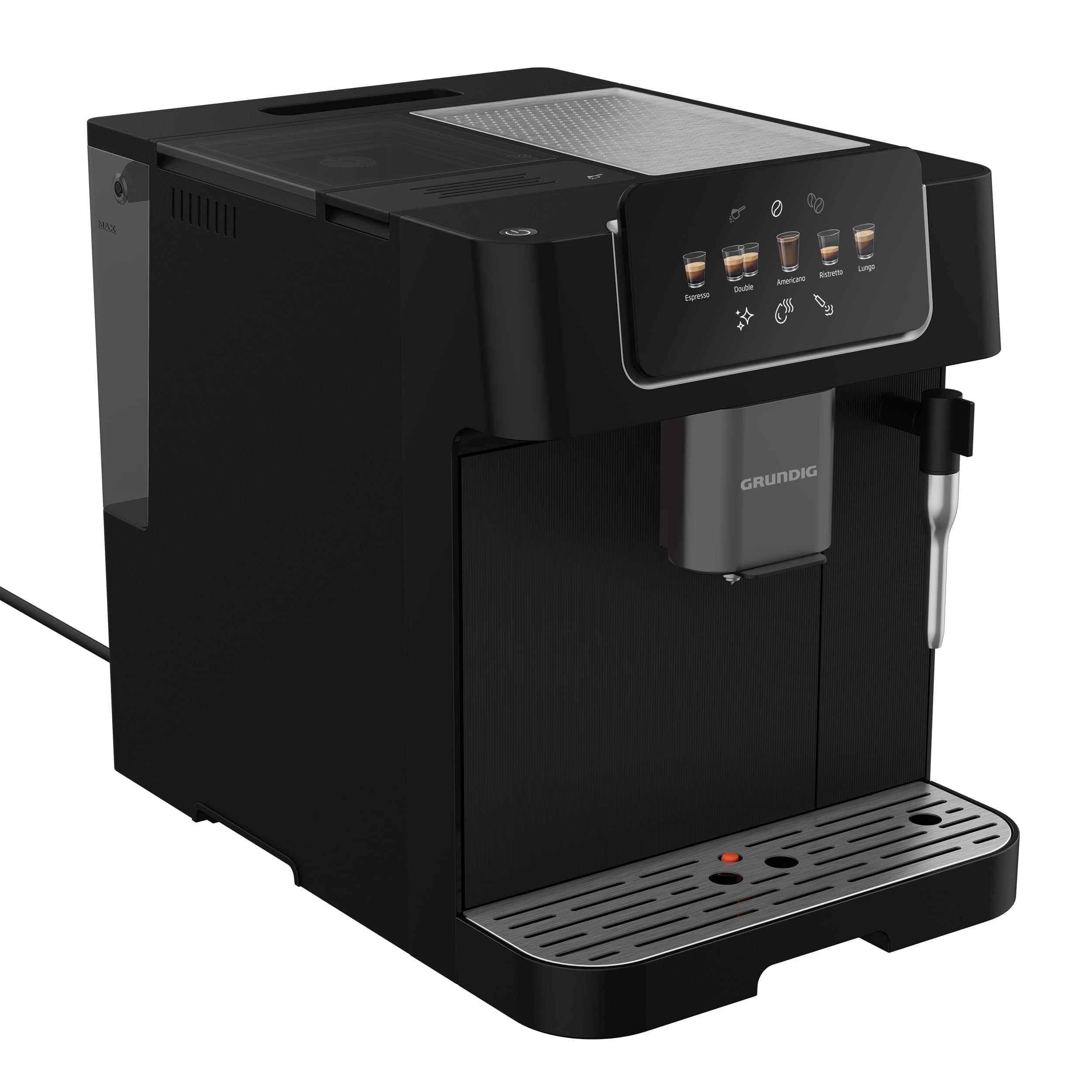 Grundig - KVA 6230 w pełni automatyczny ekspres do kawy – ciśnienie pompy 19 barów – 13-stopniowy mechanizm mielący ze stali nierdzewnej – dysza do spieniania mleka – zbiornik na wodę 2 l