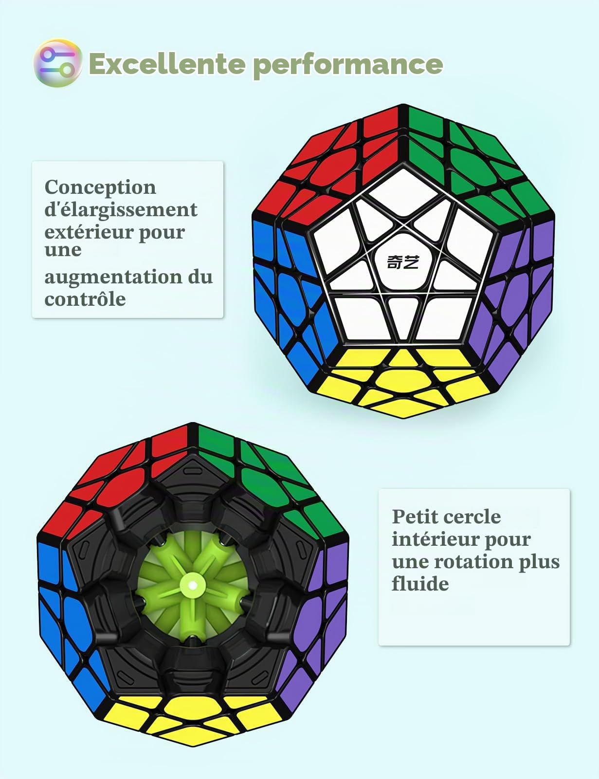 ROXENDA Set de Cube de Vitesse incluant Dodécaèdre Cube et Cube Pyramide - Excellente qualité et Mouvement Fluide, idéal pour améliorer la Concentration et l'agilité mentale (15 Pièces)