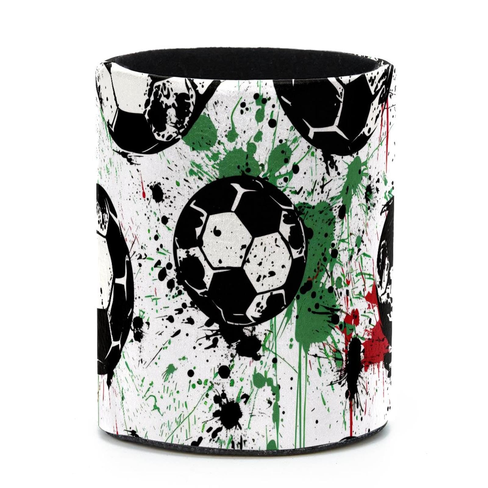 VAPOKF Round Pencil Holders for Desk, Watercolor Football Pen Holders Pen Pot Makeup Brushes Storage Desktop Stationery Supplies Organiser for Home Office