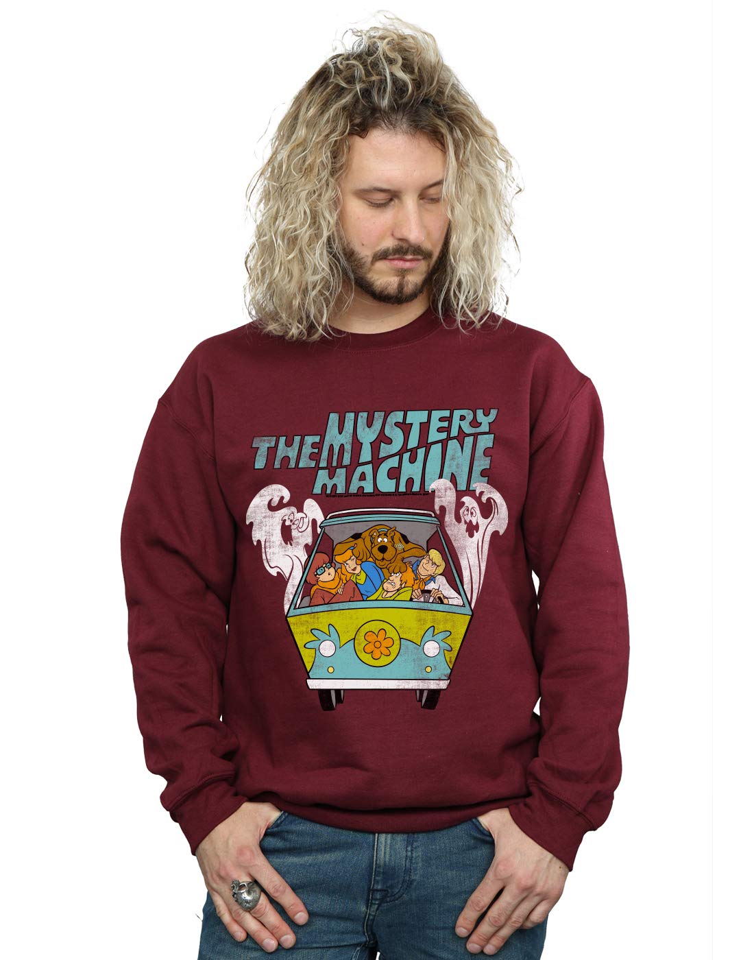 Absolute Cult Men's Burgundy Scooby Doo Mystery Machine Sweatshirt Small