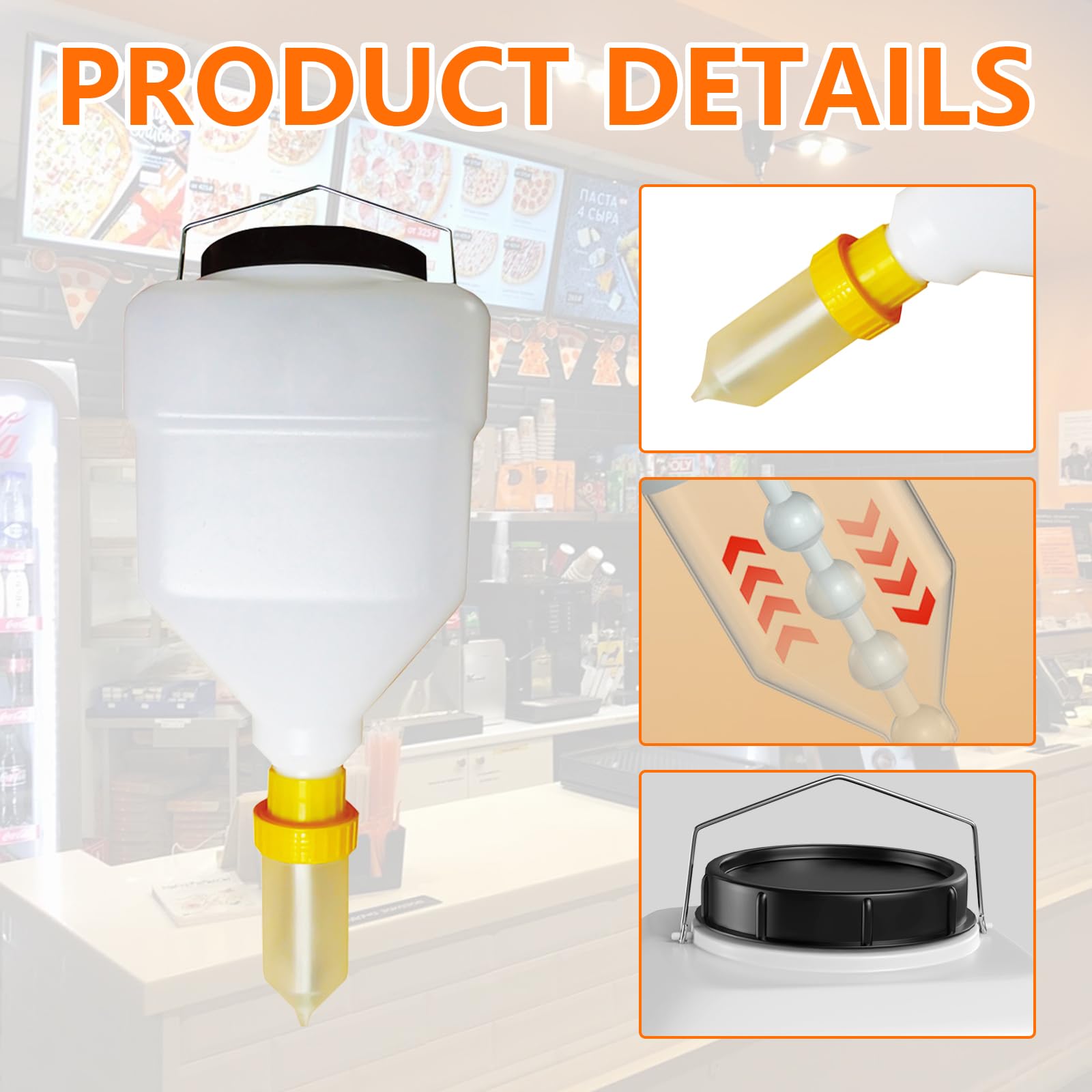Bouteille à Épices à Suspendre, Recipient Sauce Presser Les Bouteilles de 5.5L, Bouteille Sauce Rechargeable Distributeur de Ketchup Anti-Fuite pour Restaurants Sauces d'assaisonnement Vinaigrette