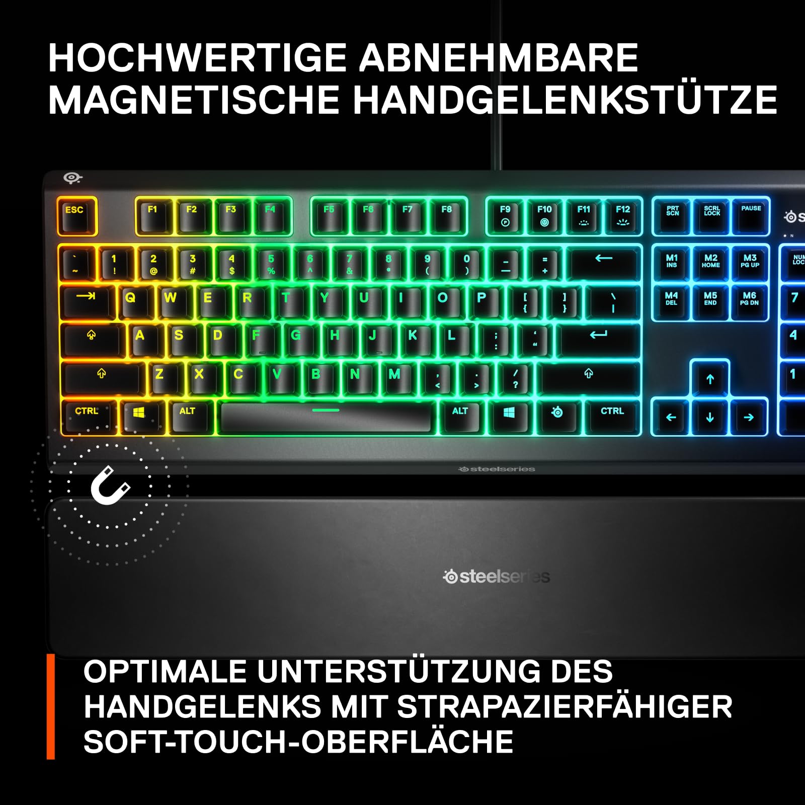 SteelSeries Apex 3 Gaming Tastatur - 10-Zonen RGB-Beleuchtung - Flüsterleise Gaming-Switches - Pr... Ansicht 7
