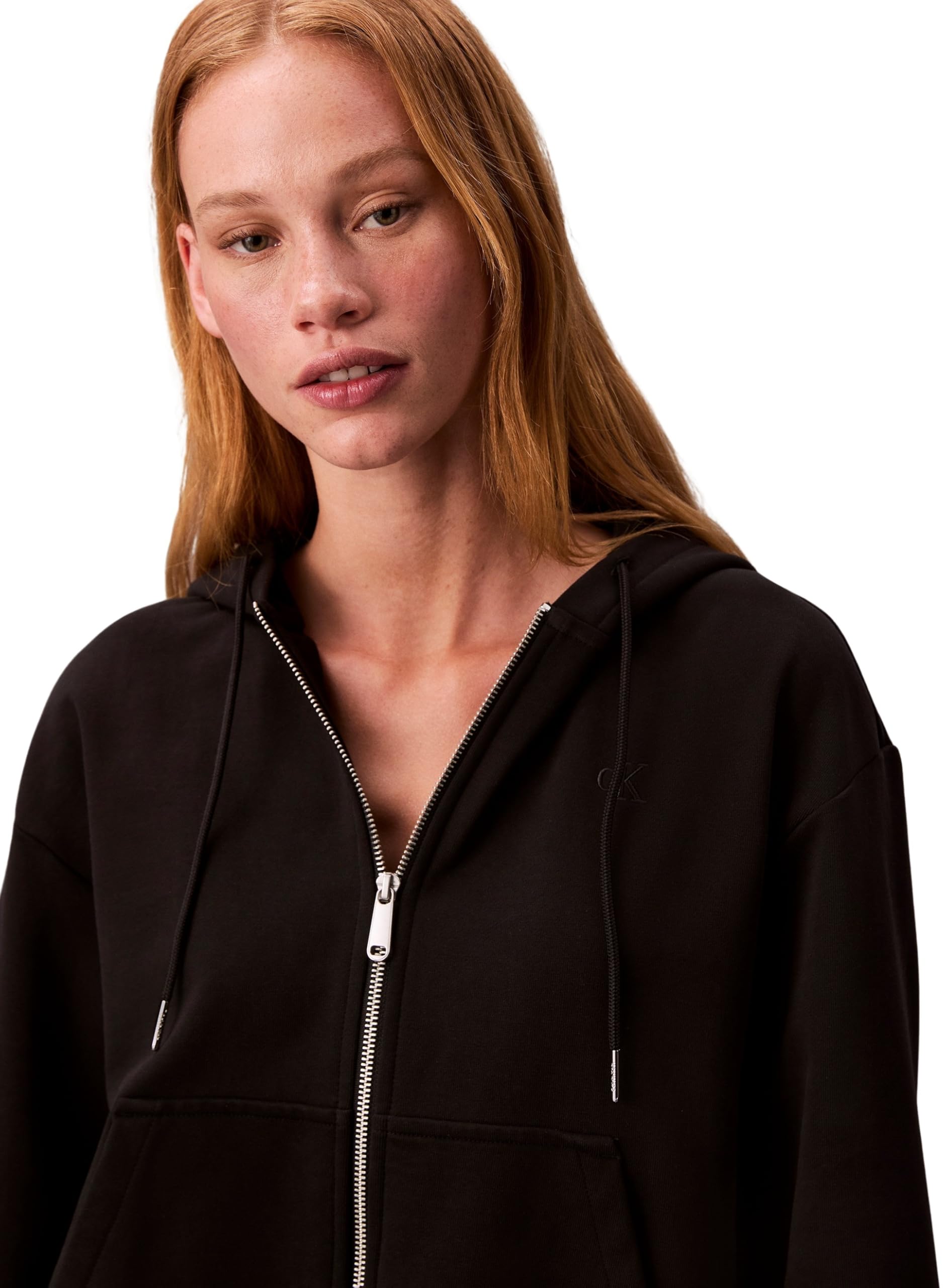 Calvin Klein Sudadera con Cremallera Mujer Archive Logo French Terry con Capucha