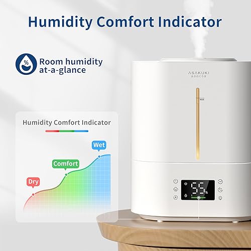Miniatura 3 de ASAKUKI Humidificadores para dormitorio y hogar, humidificadores ultrasónicos de niebla fría de 4L de llenado superior para guardería de bebés y