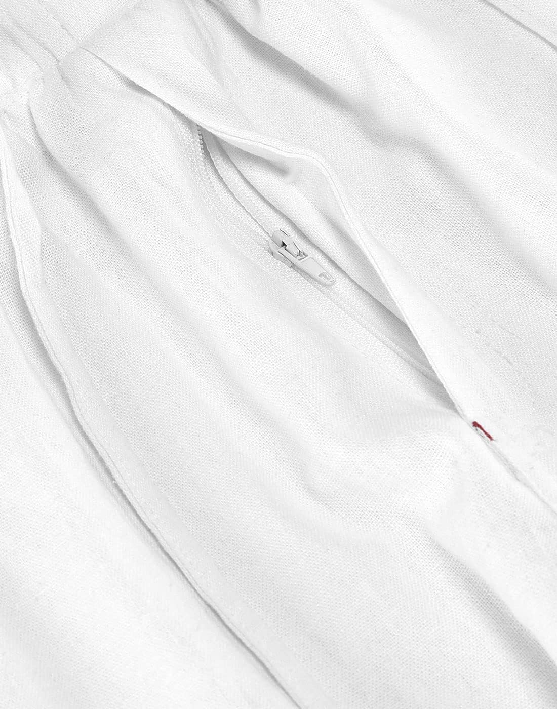 Bonnorth Men's Linen Loose Drawstring Elastic Waist Wide Leg Solid Casual Pants