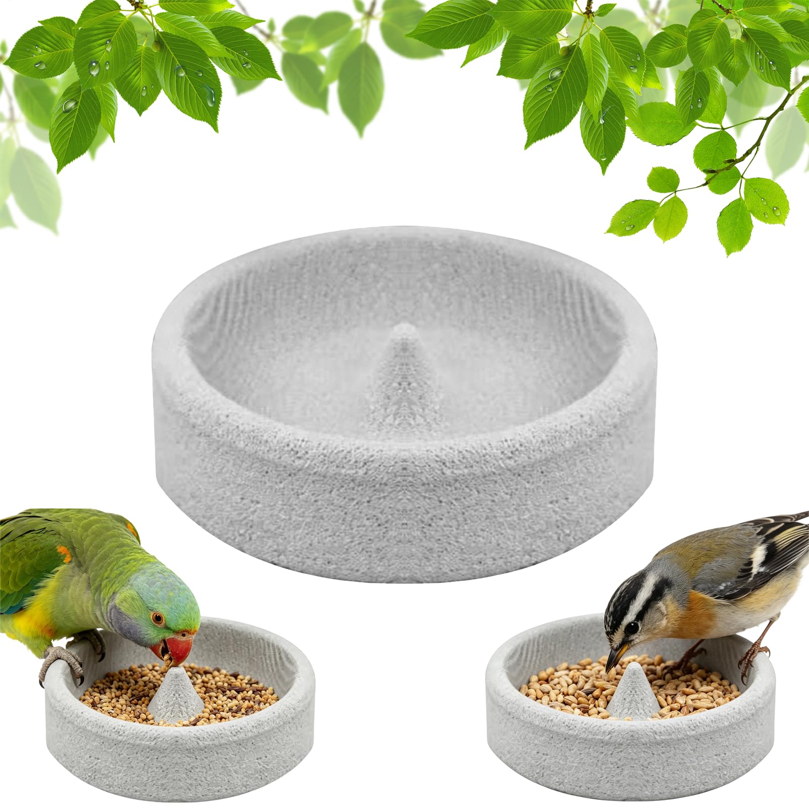 Natural Pumice Bird Feeder, Cage Feeding Dish for Small Pets Home (color B)