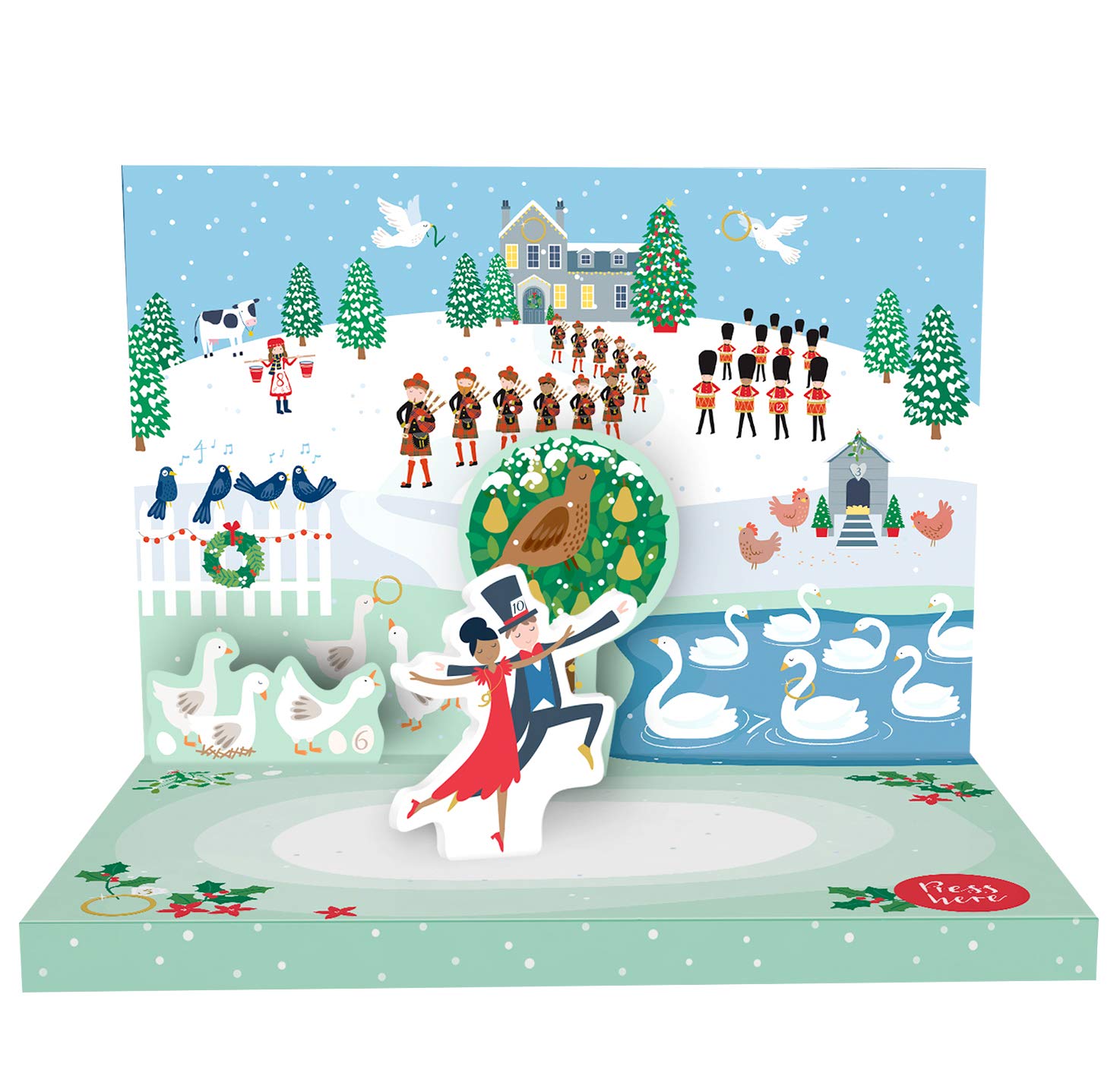 Music Box CardThe 12 Days of Christmas Novelty Dancing Musical Christmas Card MUS-30-CD
