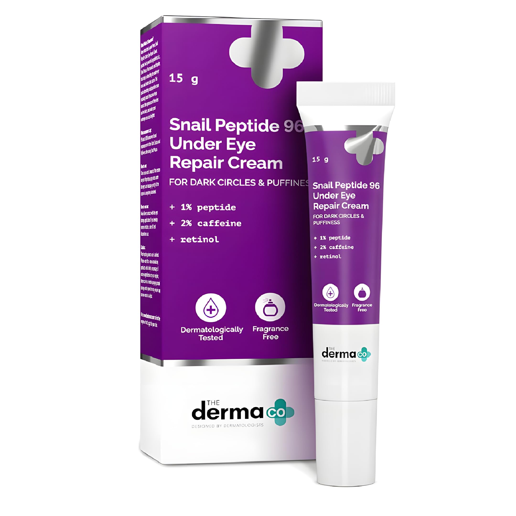 The Derma CoSnail Peptide 96 Under Eye Repair Cream with Peptide, Caffeine & Retinol, Nourishes & Hydrates – For Dark Circles & Puffiness, Smoothens Fine Lines & Wrinkles | All Skin Types, 15g