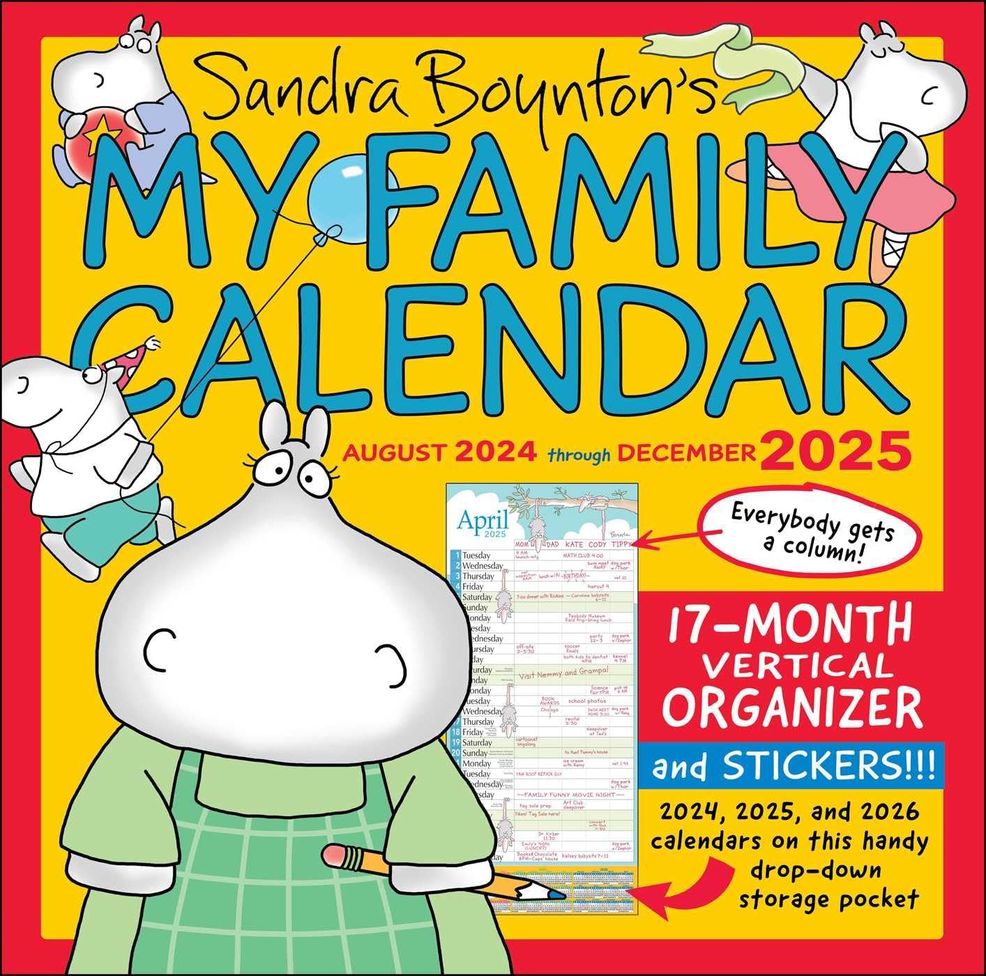 Sandra Boynton's My Family Calendar 17-Month 2024-2025 Family Wall Calendar Calendar – Wall Calendar, May 28, 2024