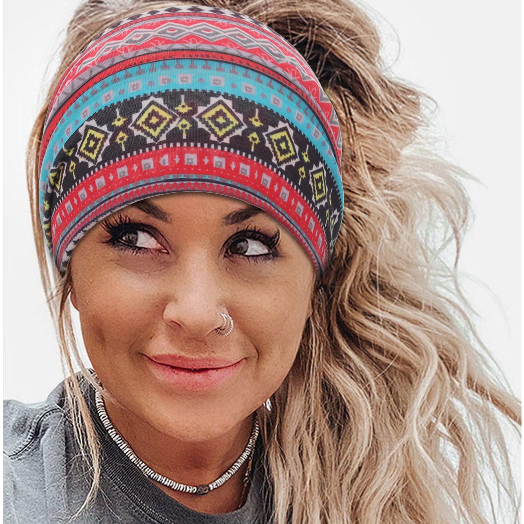 Kavya Fasce Per Capelli Donna, 4 Pezzi Cotone Boho Annodato Per La Testa, Senza Scivolare Per Sport, Lavoro, Uso Quotidiano(B