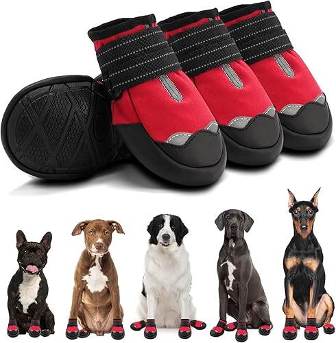 Zapatos para perros para pavimento caliente botas reflectantes impermeables para perros botines para perros medianos y grandes 4 unidades