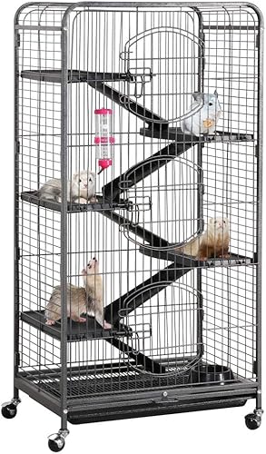 Yaheetech Jaula de chinchilla de metal de 3752 pulgadas con 2 puertas delanteras3 puertas delanterasalimentadoresruedas para ardilla interior y