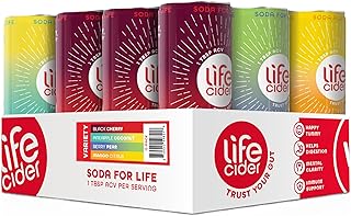 Life Cider Variety Pack Apple Cider Vinegar Soda, 4 Flavors, 12 Pack, Organic Sparkling AVC Drink, Natural Flavors, Promotes Gut Health, Vitamins C, B12, Zinc, D3