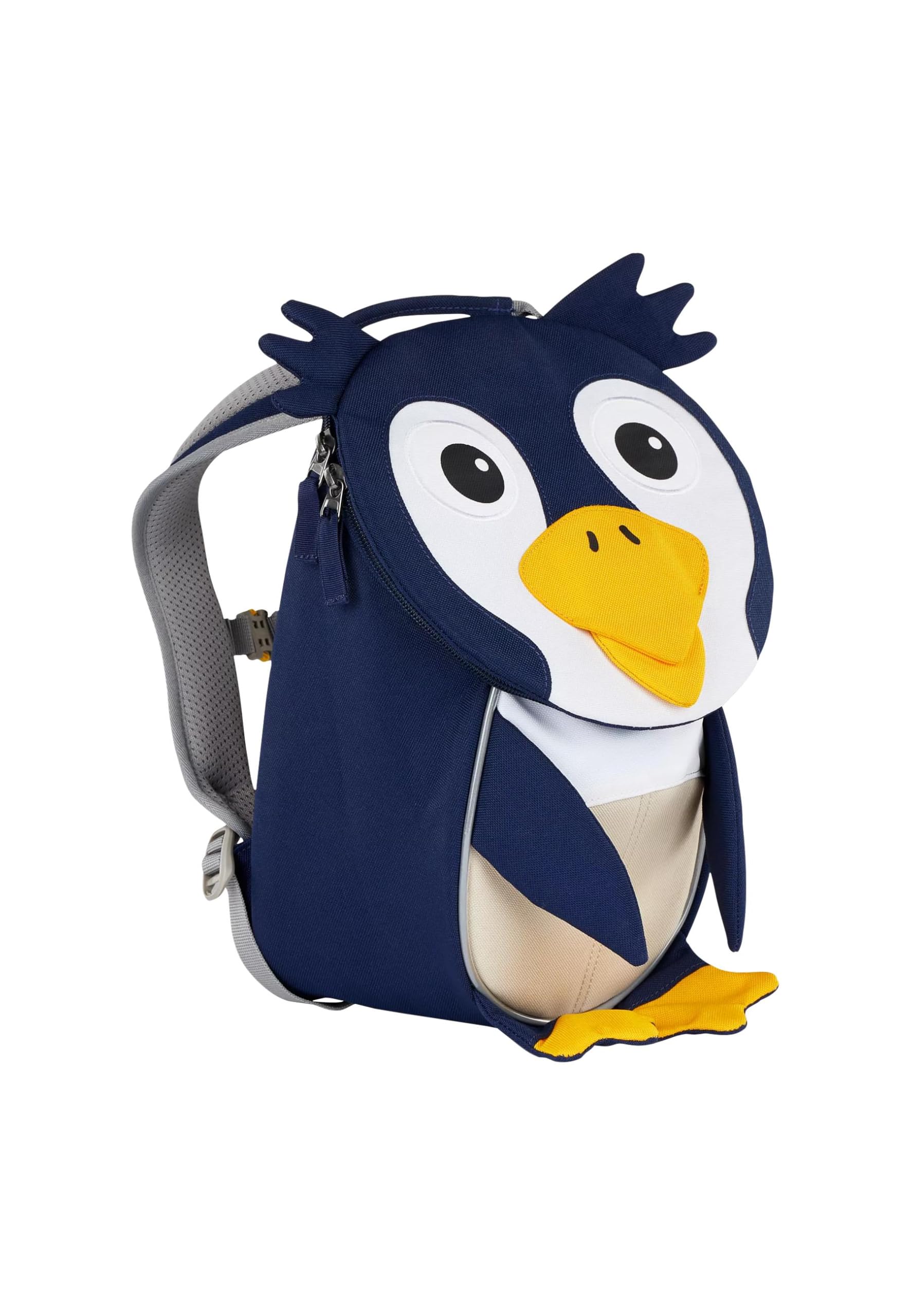 Affenzahn Kleiner Freund Kindergarten-Rucksack für 1-3 Jährige Ergonomisch Reflektierend Ziehzunge mit Namensschild Pinguin - Braun