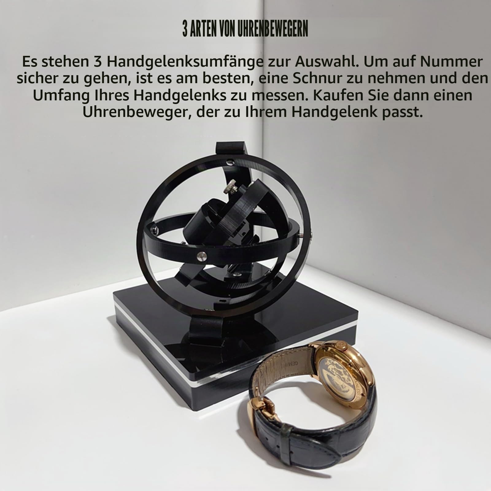 GZPKJ Automatischer Uhrenbeweger Für Eine Uhr, Uhrwerkhalter, Handgelenkumfang Einstellbar, Timer-Abschaltung, Drehvorrichtung Für Automatikuhren