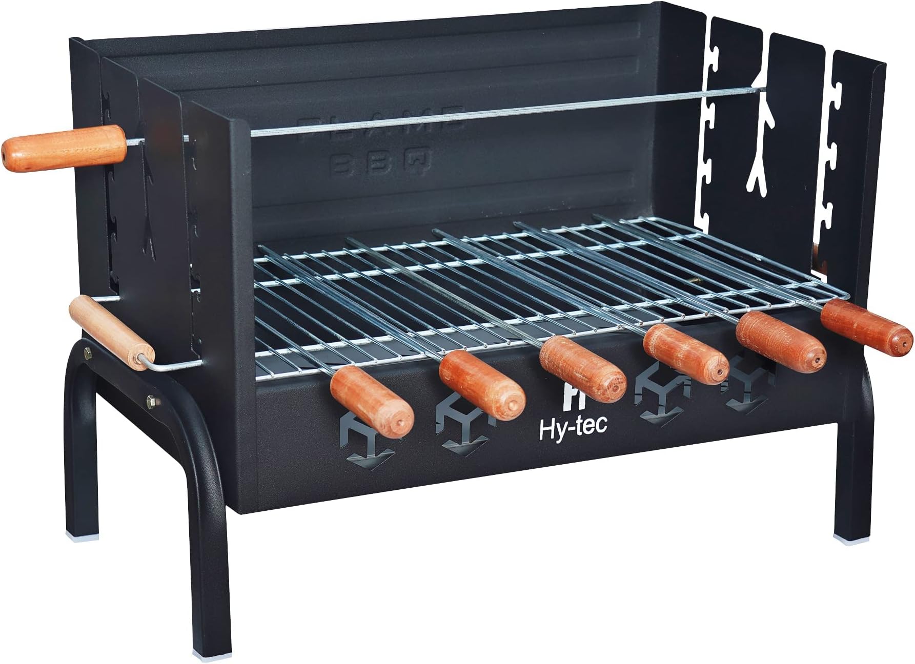 H Hy-Tec (Device) Hybb - Flame Charcoal Grill Barbeque With 7 Skewers & Charcoal Tray (Stellar Black), Free Standing