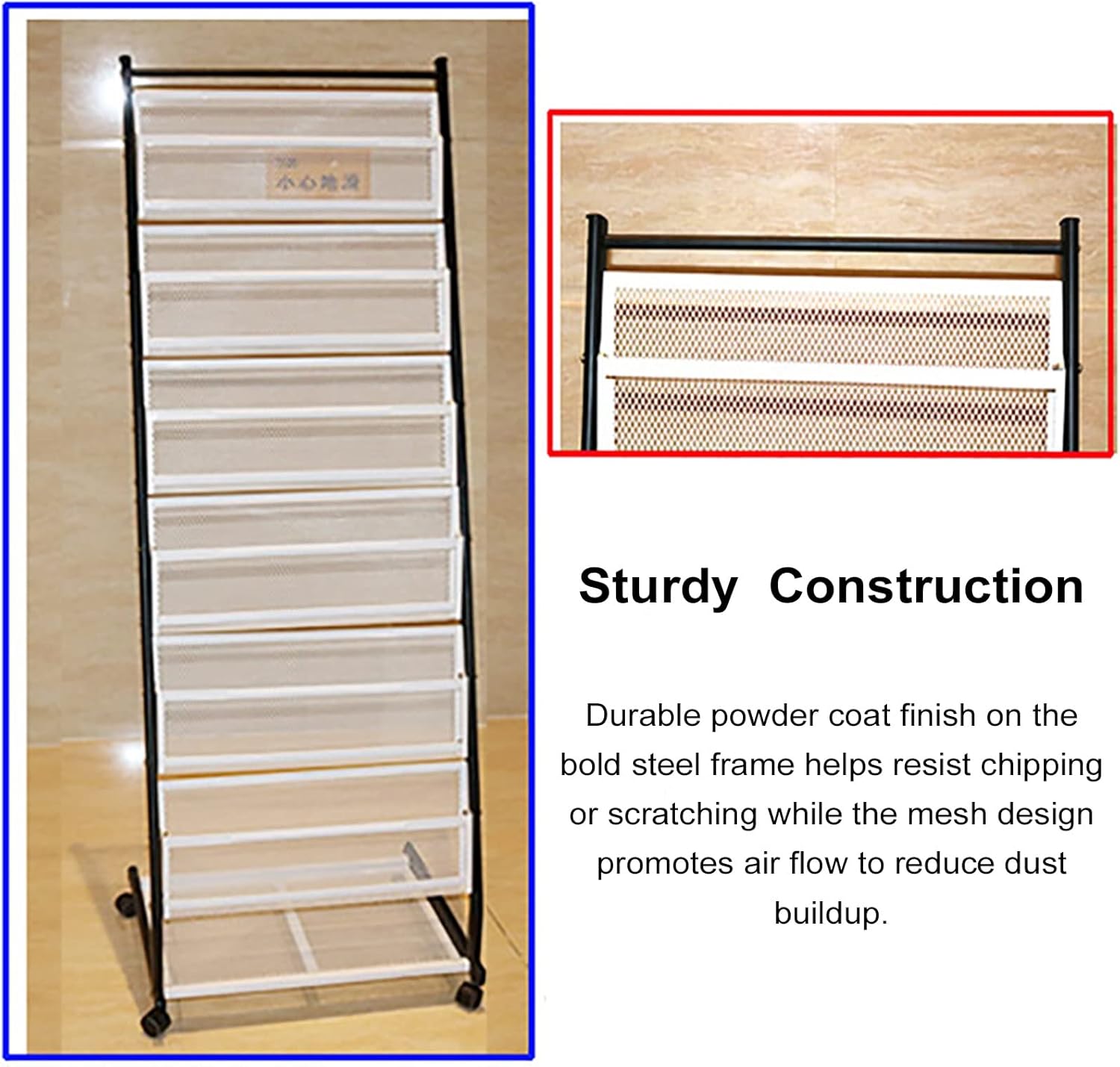 Magazine Rack Magazine Storage Rack 6 Pocket Stand Metal Rolling Brochure Holder for Advertising Menu Tourist Brochure Display