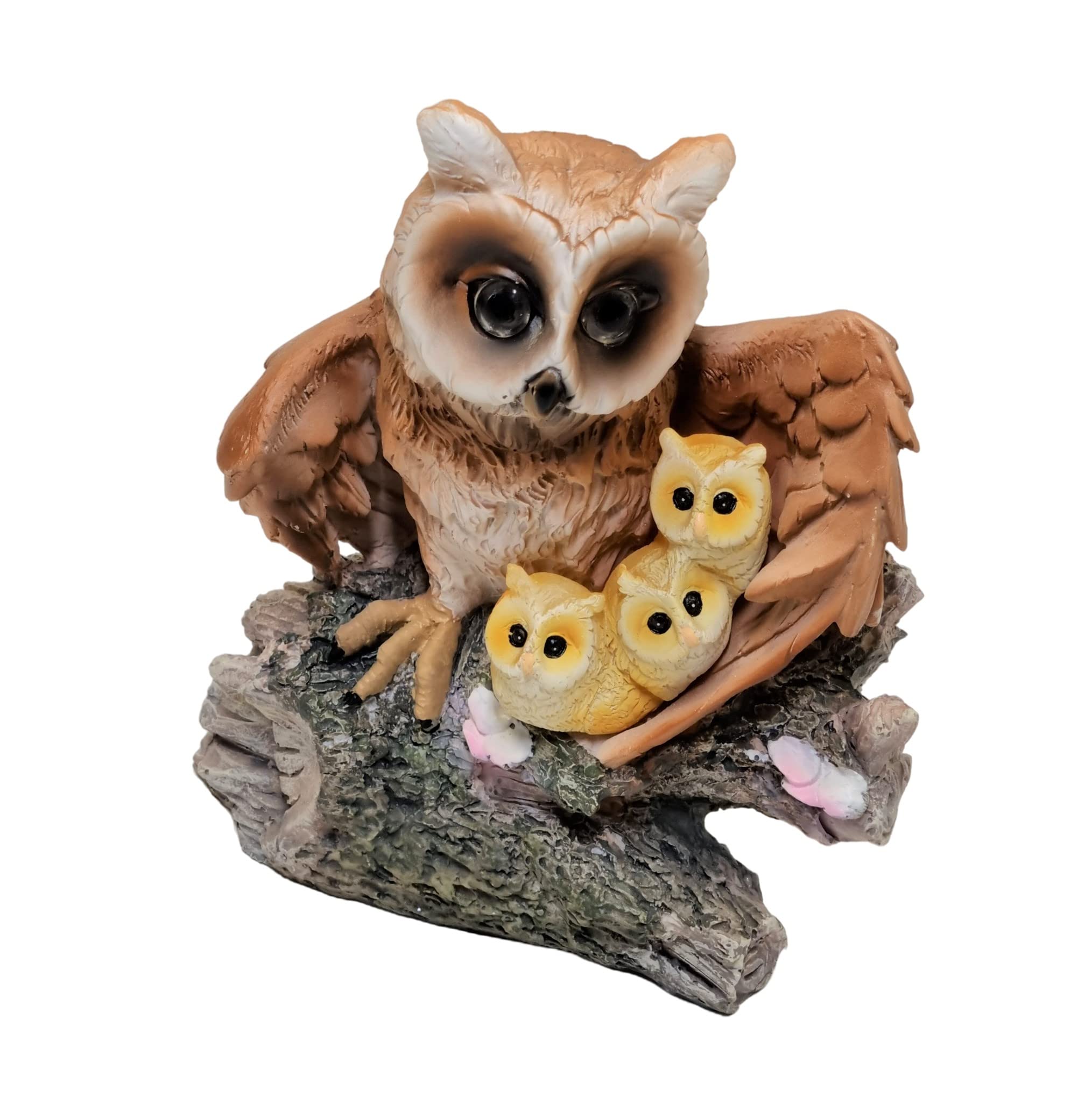 HH Home Hut Solar Owl Statue Garden Ornaments Outdoor Decorations, Garden Figurine Laying Owl Family Solar Powered LED Lights Decor for Patio, Balcony, Lawn Housewarming Gifts