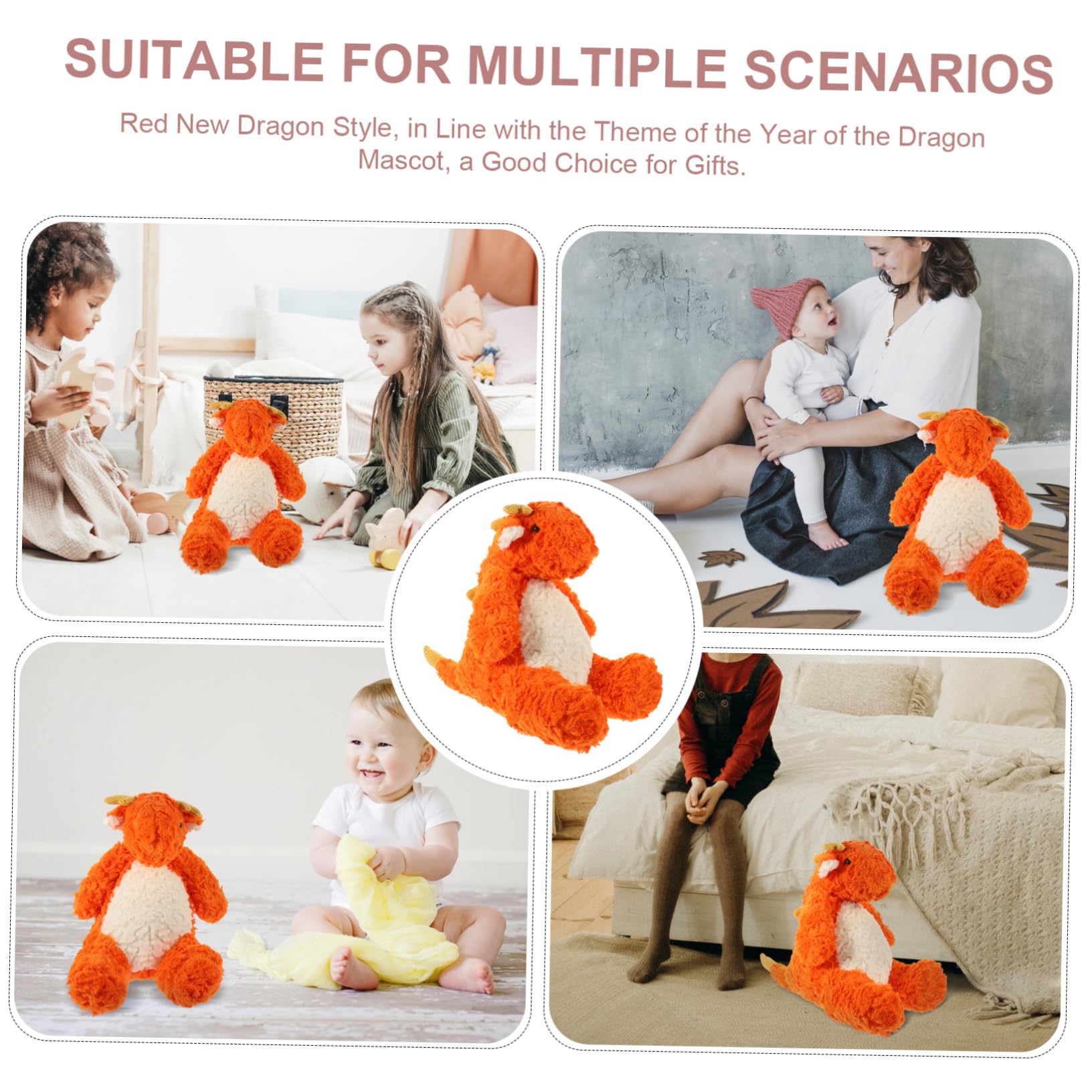 YARNOW Muñeco de Dinosaurio de Algodón PP Rojo, Juguete Suave para Niños Tacto Delicado, Almohada Adorable para Acompañar el Descanso en Festivales y Fotografía