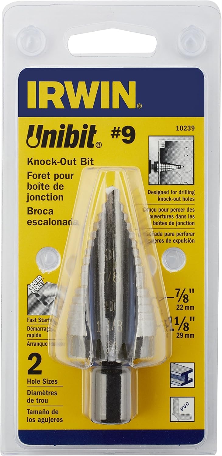 Irwin Tools UniBit - Broca escalonada de 3/16 a 1/2 pulgadas, 10239