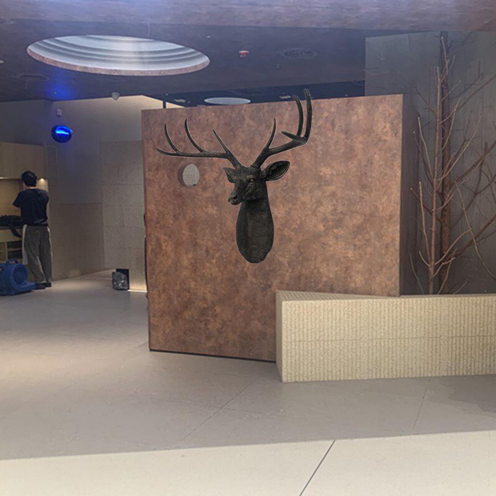 CMYCYDDPLY Decorazione da Parete a Forma di Corna di Cervo in Bronzo, Testa di Animale in Resina, Grande 65 cm Finta Tassidermia per Soggiorno, Stile Rustico, Natale