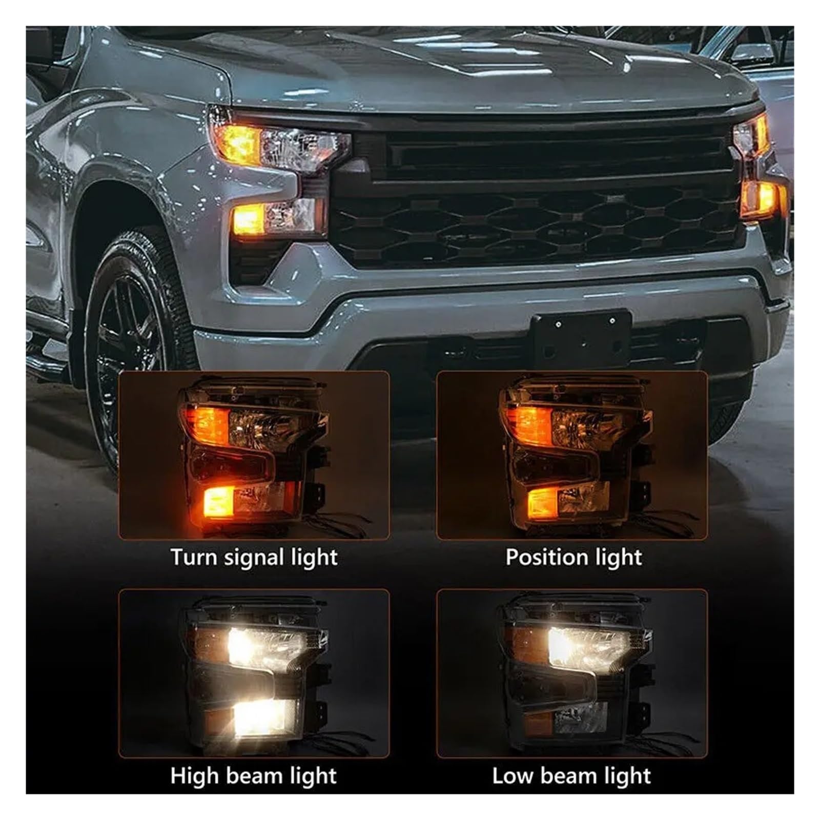 Luces De Circulación Diurna Para Chevrolet Para Silverado | 1500 2022-2024 Faro Con Bombilla Halógena Luz De Cabeza Cruce H11 Bombillas Altas HB3(Right passenger side)