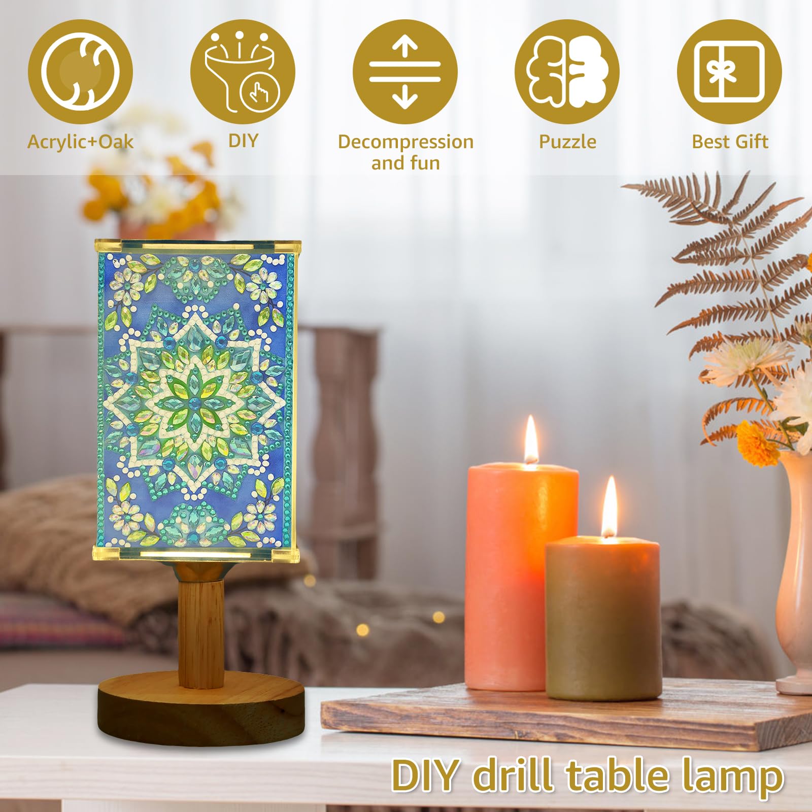 Amazon.com: Fizocosisto DIY Diamond Art Lamp 5D Creative Diamond