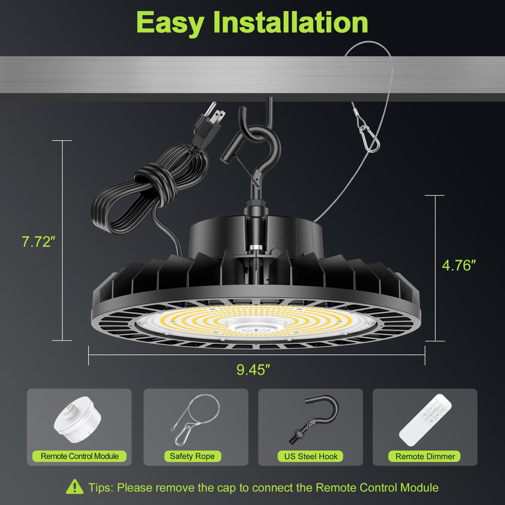 UFO LED High Bay Light 150W 22500LM 5000K High Bay Led Shop Lights with Dimmable Remote Control 5 — view 8
