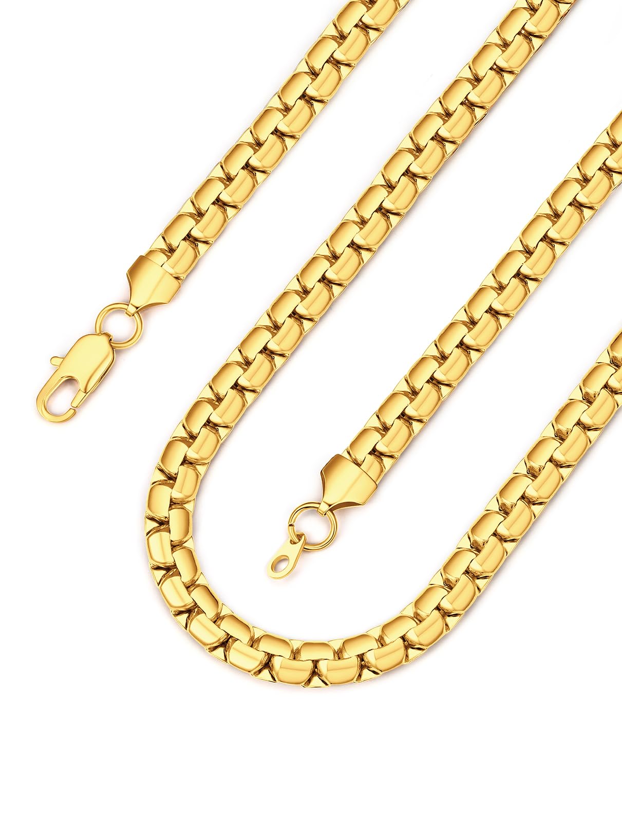 Bandmax Halskette Edelstahl Herren Damen Venezianer Kette für Männer Gliederkette 2/4/6mm Breit Box Link Kette Silber/Gold/Schwarz Venezianisch Briolette Ketten Halsreif Halsschmuck, Länge 35-76cm