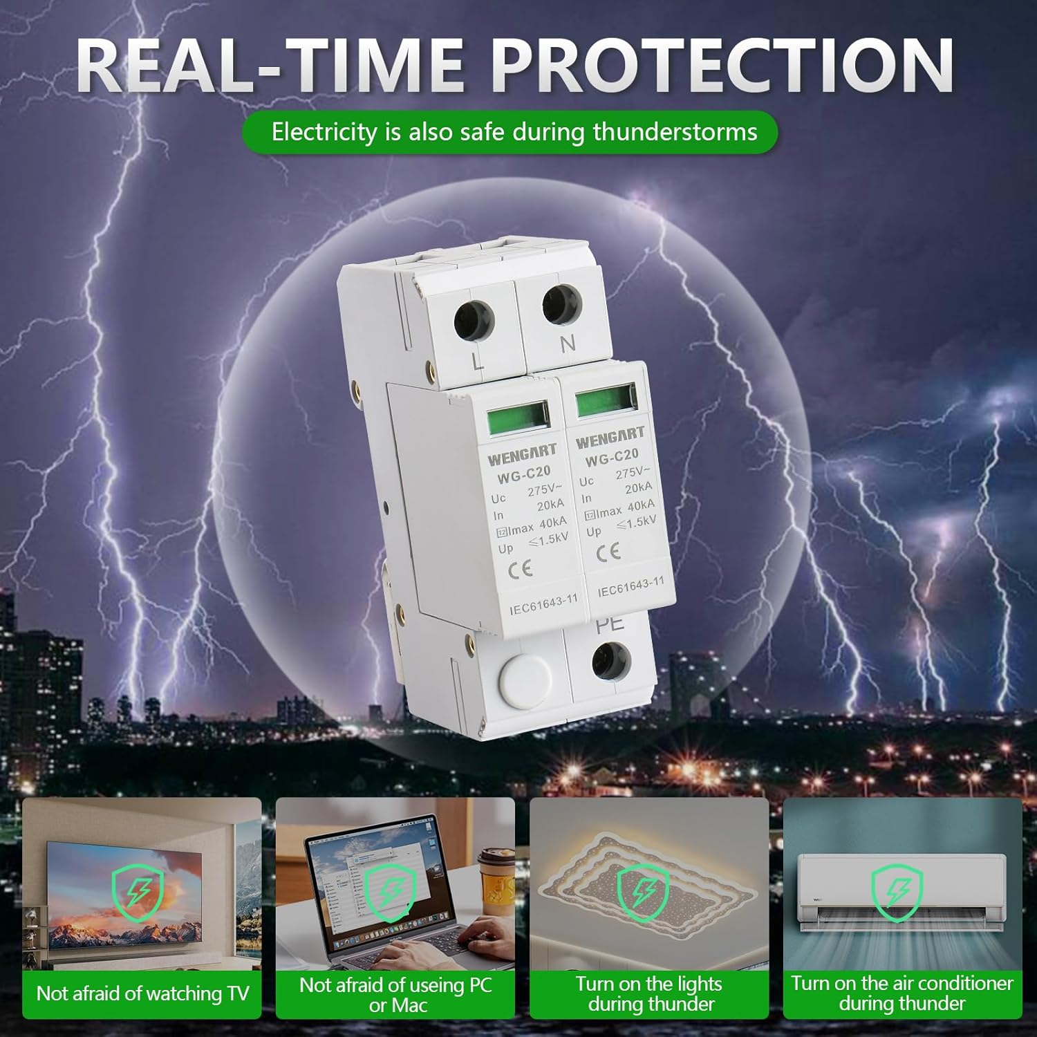 Wengart WG-C20 SPD Real-time Protection during Thunderstorms
