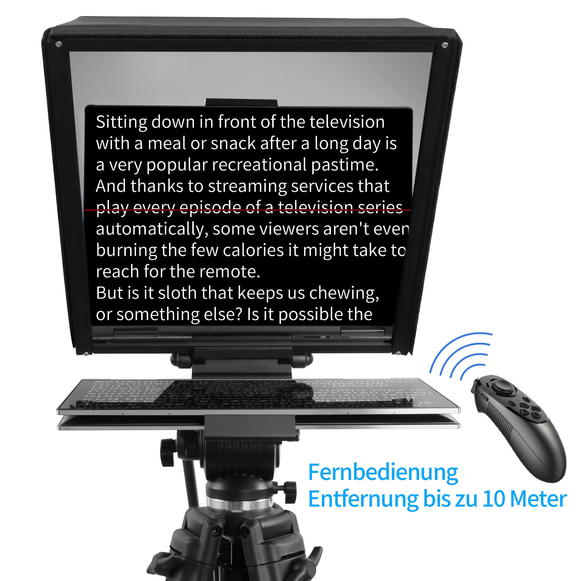 Teleprompter giratorio de 18 pulgadas con mando a distancia Bluetooth y software de etiquetado, herramienta de grabación de vídeo y videoconferencia adicional
