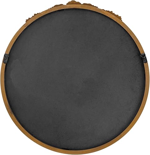 Miniatura 9 de A&B Home Espejo redondo de madera  Espejo circular de 30 pulgadas con marco de espejo antiguo tallado a mano, espejo de tocador para baño, sala de